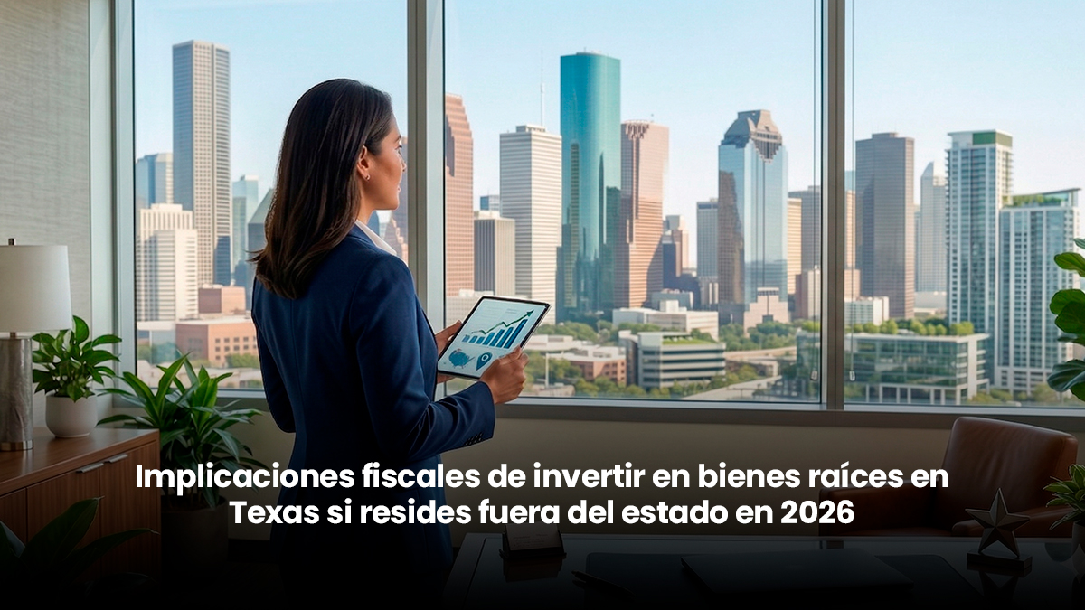 implicaciones fiscales de invertir en bienes raíces en Texas si resido fuera del estado o del país en 2026