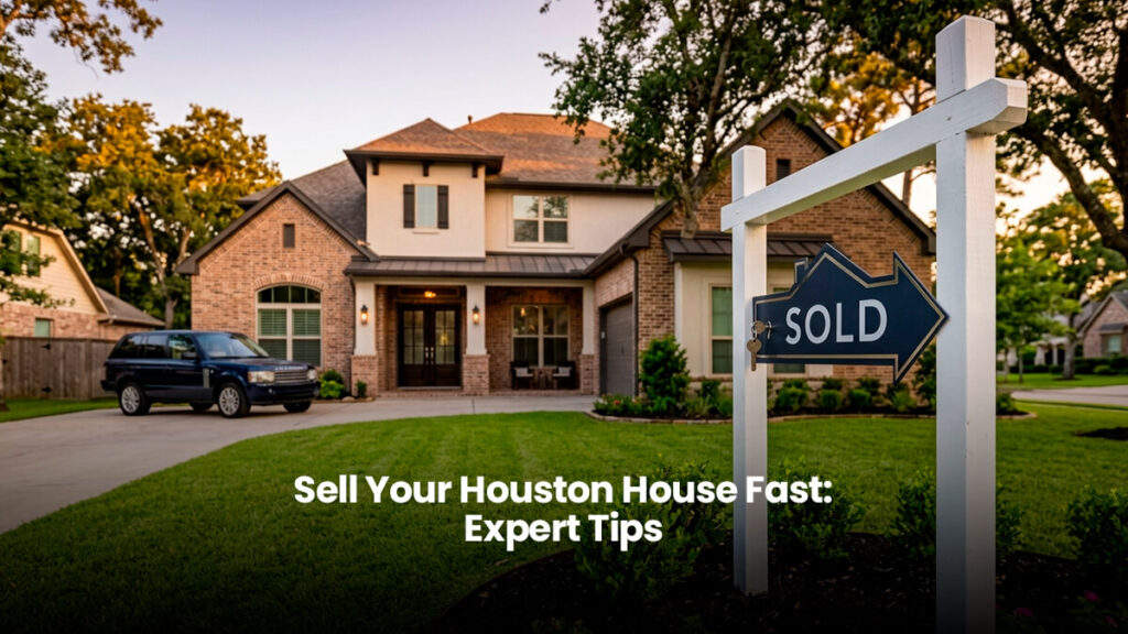 Luxury suburban home for sale in Houston, Texas, with an immaculate green lawn and professional landscaping, capturing the essence of a quick and successful sale for your real estate property.