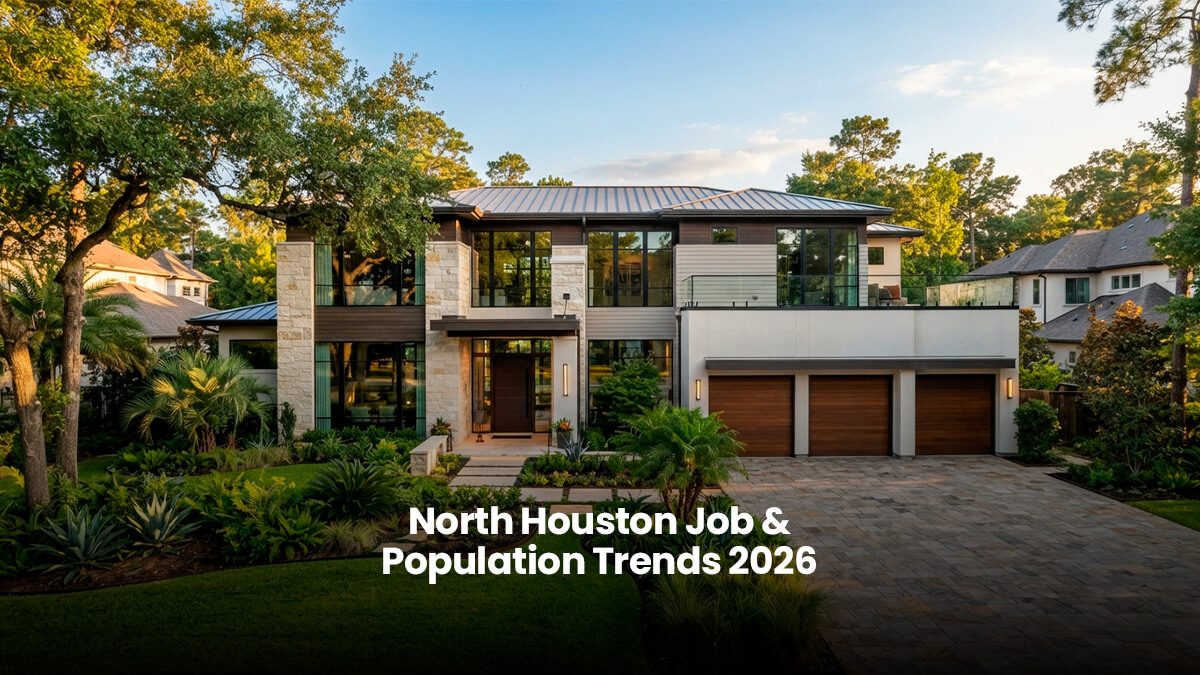 Modern luxury home in a master-planned community representing North Houston real estate growth and property trends in 2026.